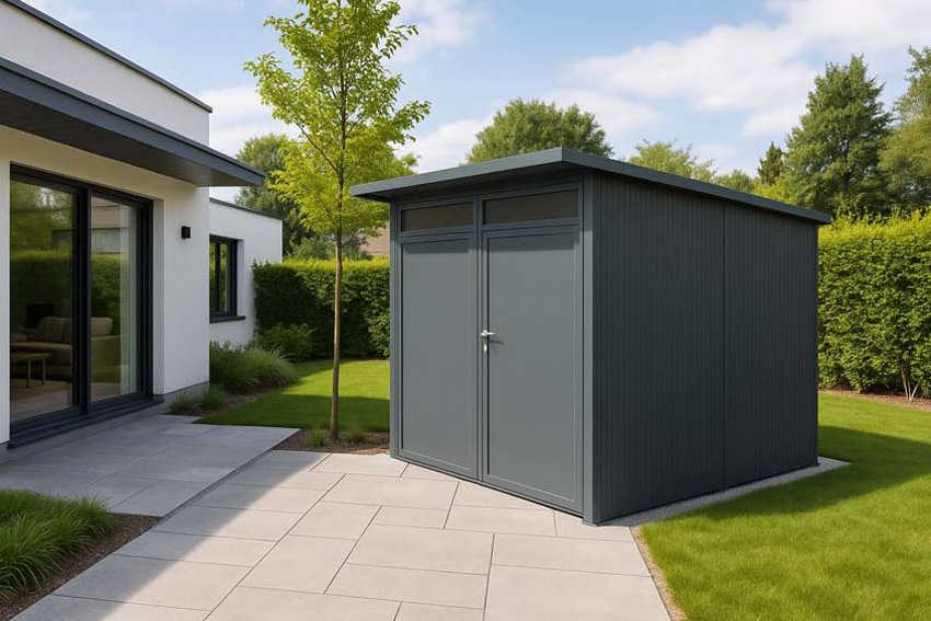 Tuinhuis metaal antraciet Ebro S 208 x 208 x 220 cm