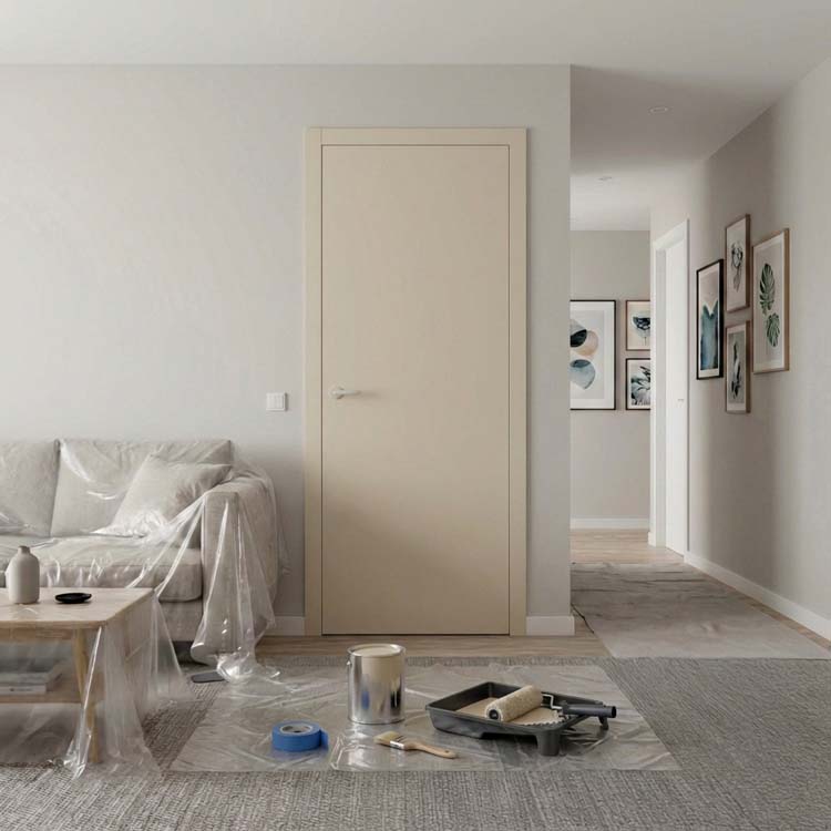 Bloc-porte fini invisible flat âme tubul.78cm à peindre 211.5cm rév