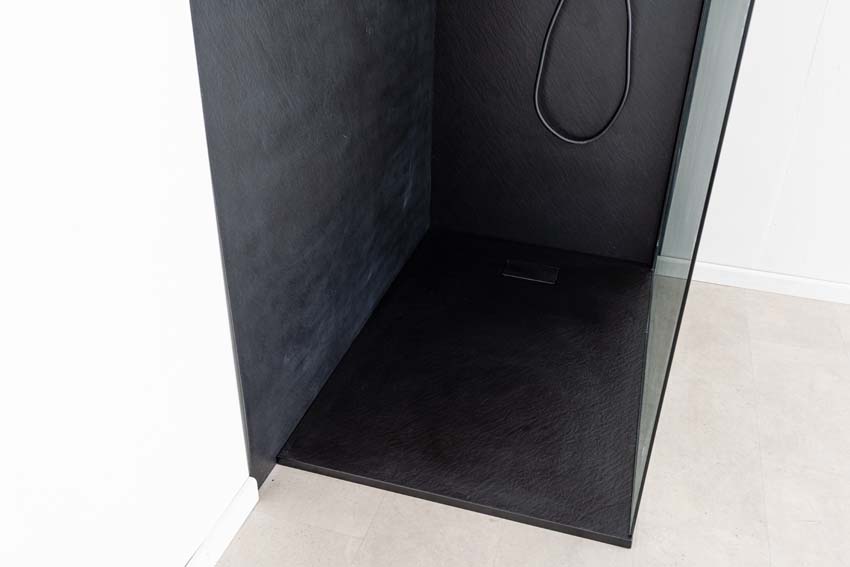 Douchewandbekleding Milo Slate set 91,4 + 152,4 x 243,8cm mat zwart