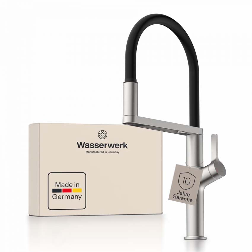 Robinet de cuisine Wasserwerk WK 2 aspect inox avec bec extractible