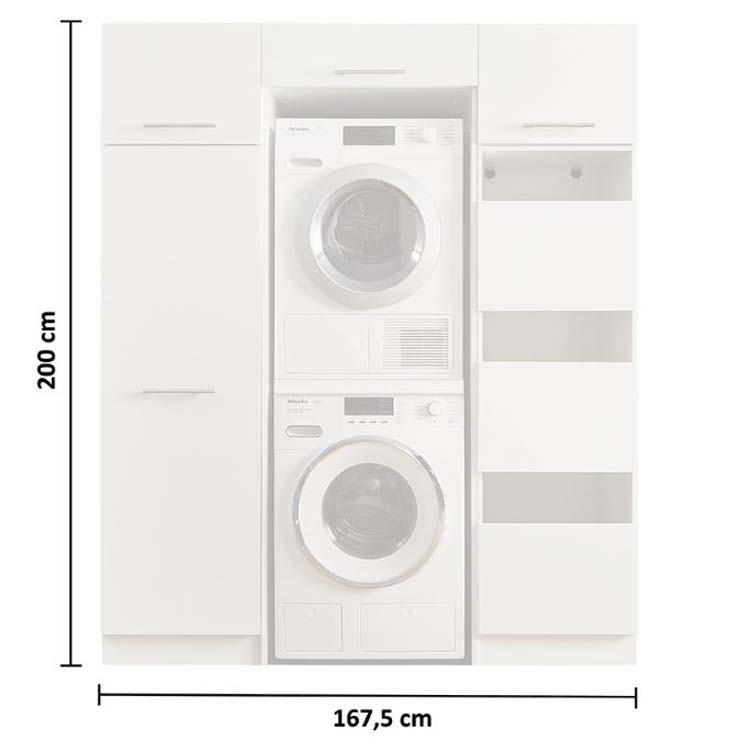 Wasmachine kast Decowash set 3 antraciet 167,5x67,5x200cm
