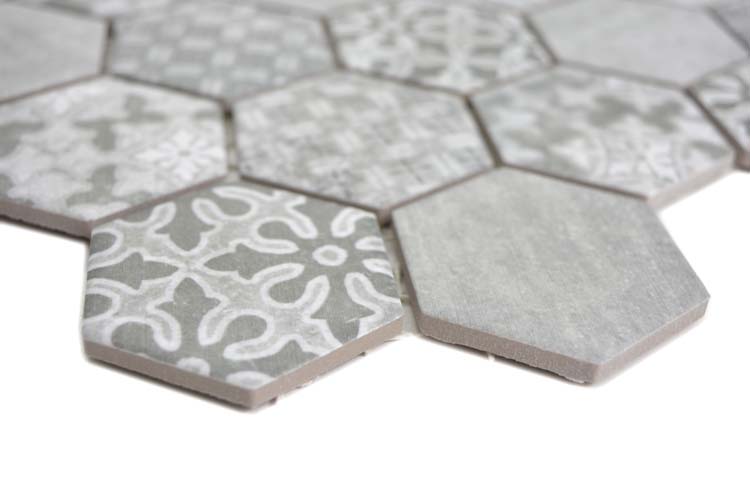 Mosaïque hexagone grise 32,5 x 28,1 cm