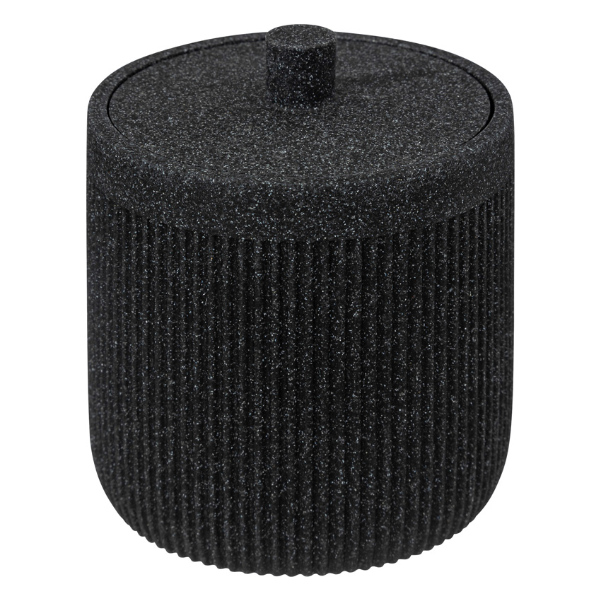 Wattenschijfhouder Lou polyresin zwart 9,9x9,9x12cm