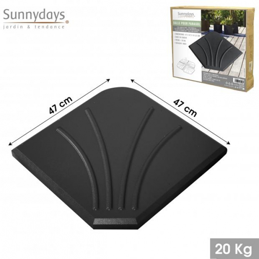 Dalle de parasol noir 47x47x4,5cm