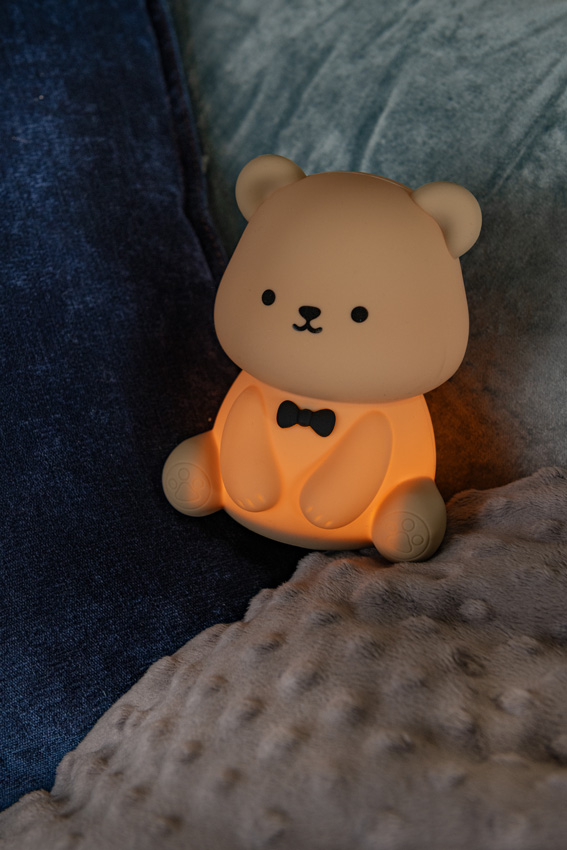 Lampe de nuit rechargeable pour chambre d'enfant - Batterie rechargeable/piles - LED à 3 niveaux dimmable - 1x0,5W,2100K - RGB - Brun