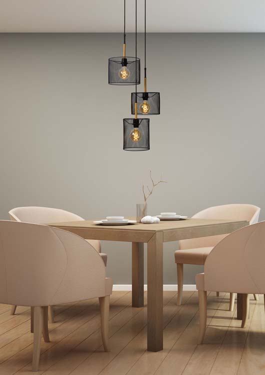 Lucide BASKETT - Hanglamp - 3xE27 - Zwart