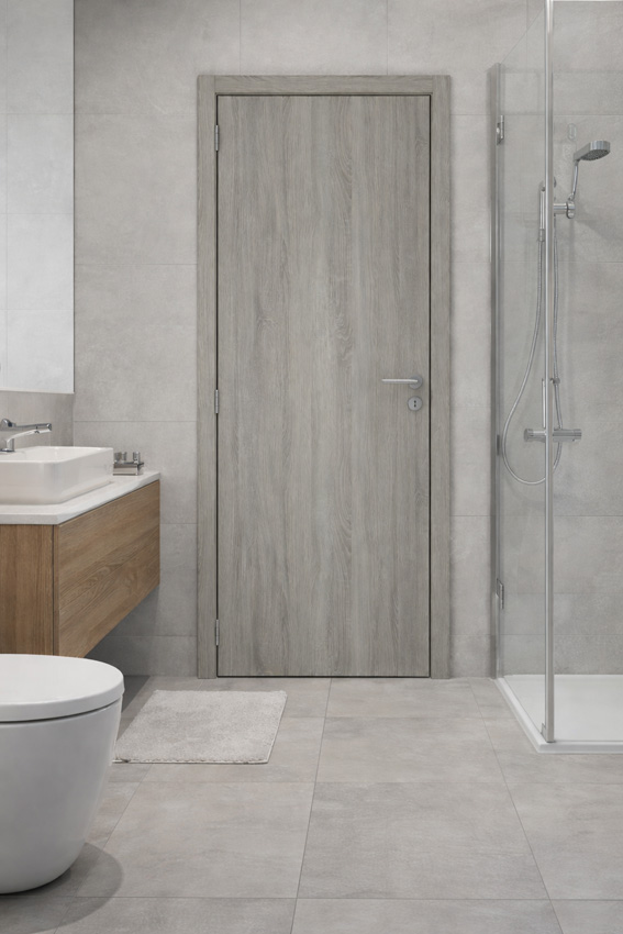 Porte intérieure complète Reale Alpino chêne gris 201,5x63cm alvéolaire verticale réversible + châssis 16,5cm