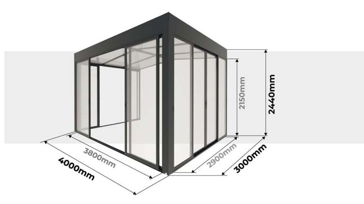 Veranda Versailles alu antraciet 400 x 300 x 240 cm