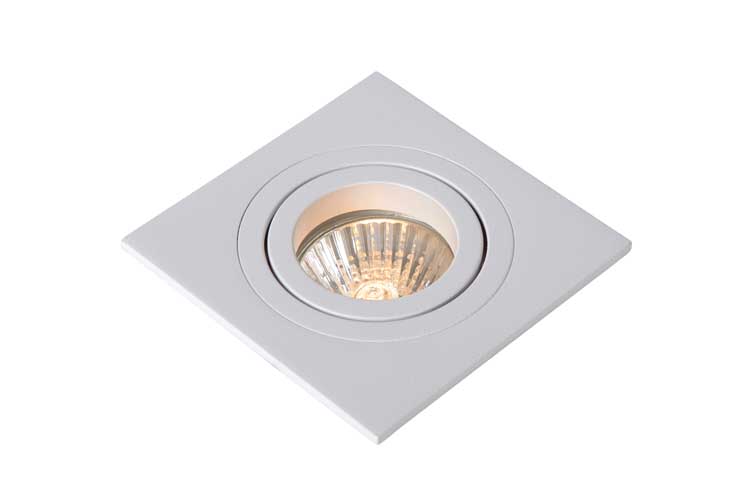 Inbouwspot vierkant - 1xGU10 - Diam. 9,2cm - Wit