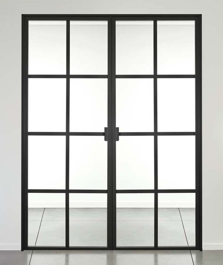 Porte intérieure double en alu luxe Urla Nero droite sur mesure