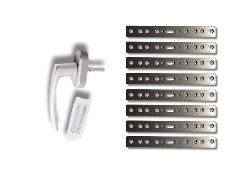 Toebehoren pvc ramen Deceuninck Elegant: 8 ankers + zilver raamkruk