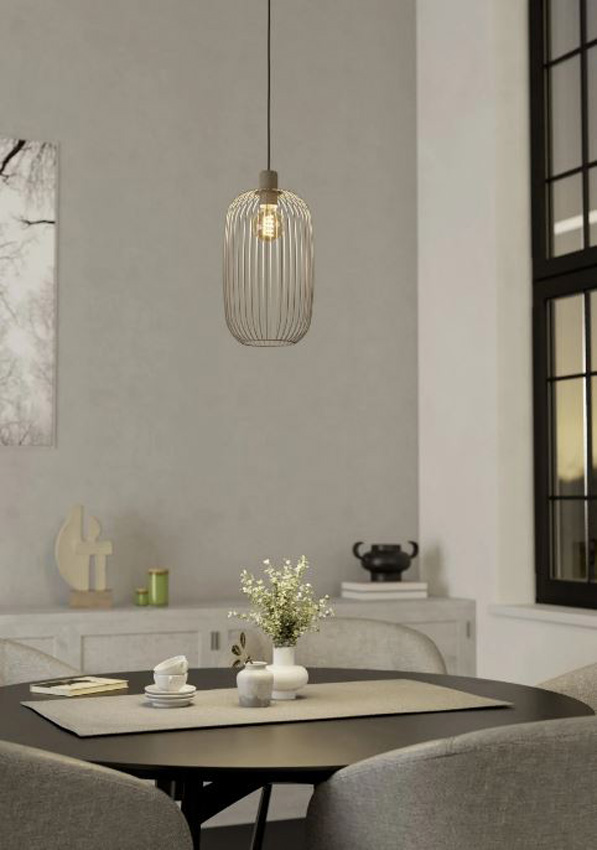 Suspension - sable - Ø22xH110cm - dimmable - E27 - 1x40W - ampoule non incluse