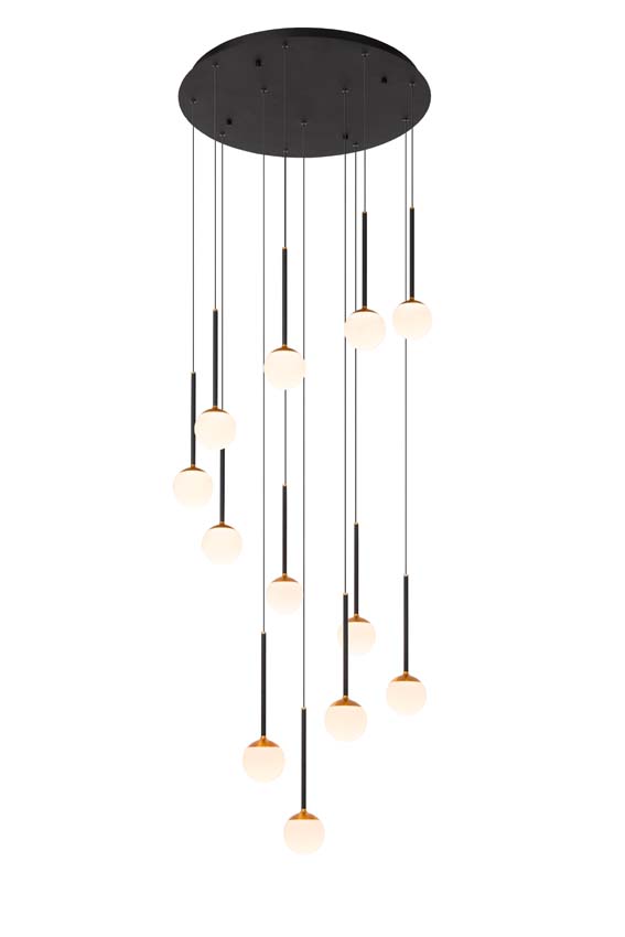 Lucide Premium Calina - Suspension - Ø69,9cm - LED dimmable - CCT - 12x7W 2200K/3300K - Noir