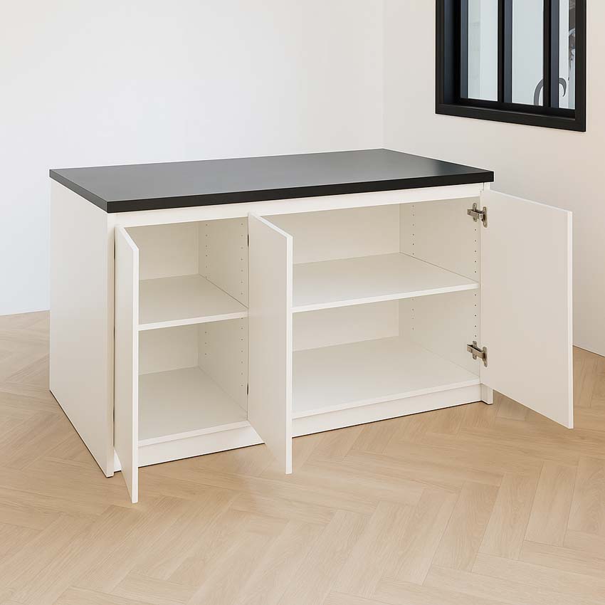 Cuisine île Plenti blanc/noir 154cm