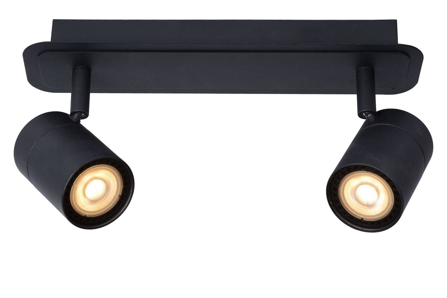 LENNERT - Plafondspot Badkamer - LED Dimb. - GU10 - 2x5W 3000K - IP44 - Zwart