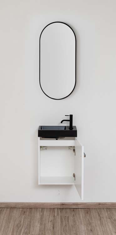 Meuble de toilette Brian blanc lavabo noir mat 50x40x22cm
