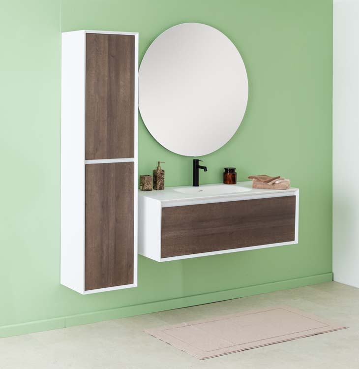 Meuble de salle de bains Ace suspendu avec lavabo simple blanc mat 120cm