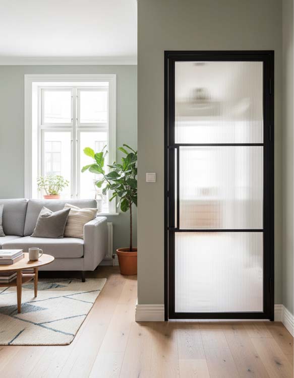 Porte intérieure Fer forgé 3W Thalia verre strié 880 x 2040 mm Droite