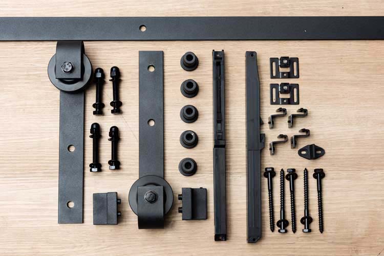 Porte coulissante palladium blanc + rail robust noir 930 x 2115 mm