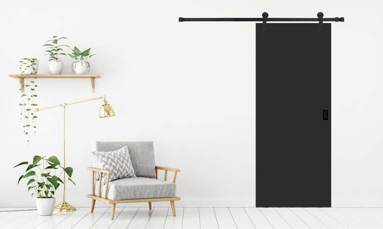 Complete enkele schuifdeur Black 93x211,5cm + rail robust zwart