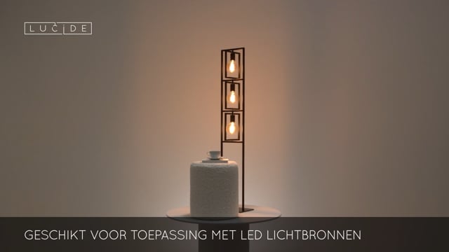 Vloerlamp - 3xE27 - Zwart