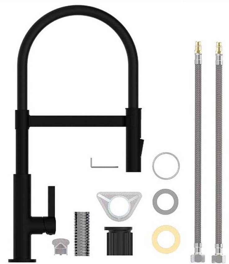 Robinet de cuisine Fien noir mat avec bec extractible