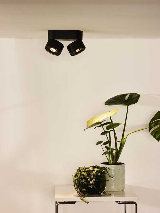 Lucide YUMIKO - Plafondspot - LED Dimb. - 2x8W 2700K - Zwart
