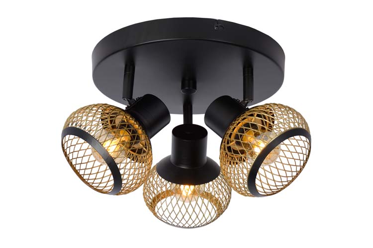 Lucide LUCAS - Spot plafond - 3xE14 - Or Mat / Laiton