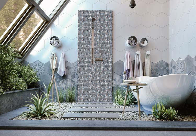 Mozaïek Retro Mix donkerbruin mat 30x30cm