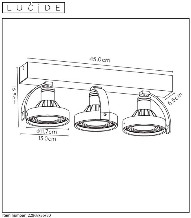 Lucide DORIAN - Plafondspot - LED Dim to warm - GU10 - 3x12W 3000K/2200K - Zwart