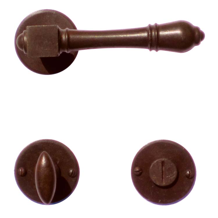 Poignée de porte prato rouille rond avec serrure toilette