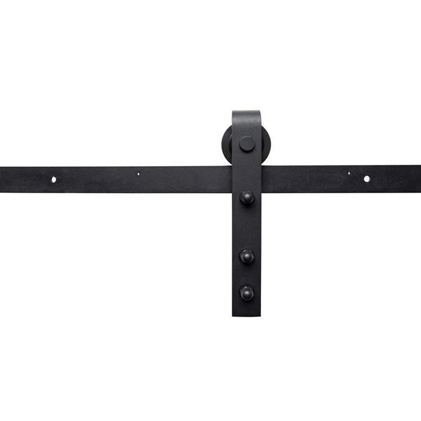 Complete enkele schuifdeur Skyline Day helder glas op maat + rail zwart