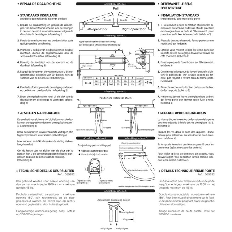 Pompe de porte - ferme-porte automatique - aluminium