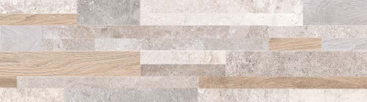 Wandtegel Liverpool steenstrip mat grijs/beige 17x62cm
