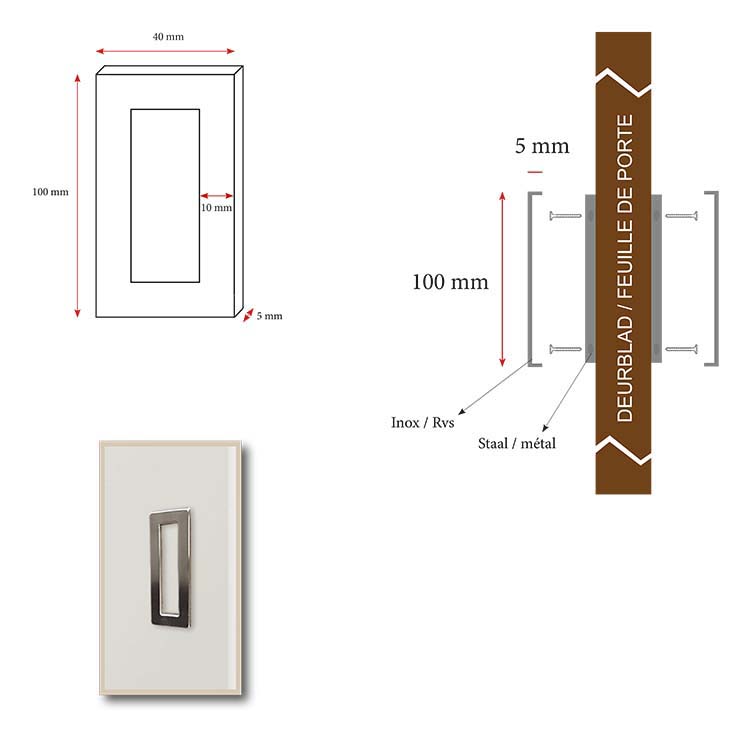 Poignée de porte noir mat steel 03 L=10cm