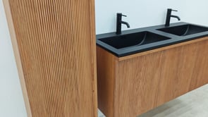 Badkamermeubel Fae eik hangend met dubbele wastafel mat zwart 120cm