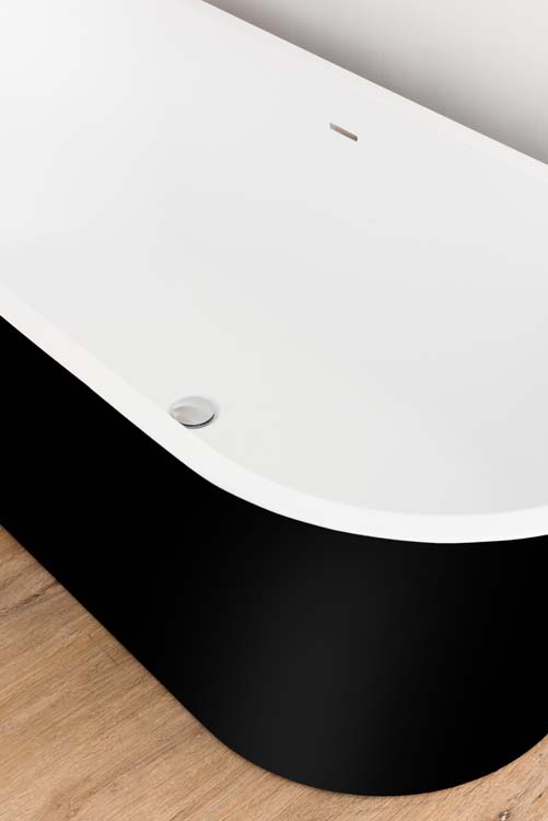 Baignoire îlot Hot noir/blanc mat 170x80cm