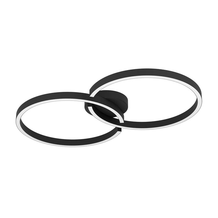 Plafonnier - noir - 67,5x38x6,5cm - dimmable - LED - 2x9,75W - 2700-6500K + RGB