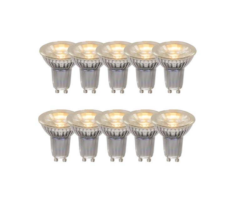Lucide MR16 * 10 - Ampoule led - Ø 5 cm - LED - GU10 - 10x5W 2700K - Transparent - Ensemble de 10