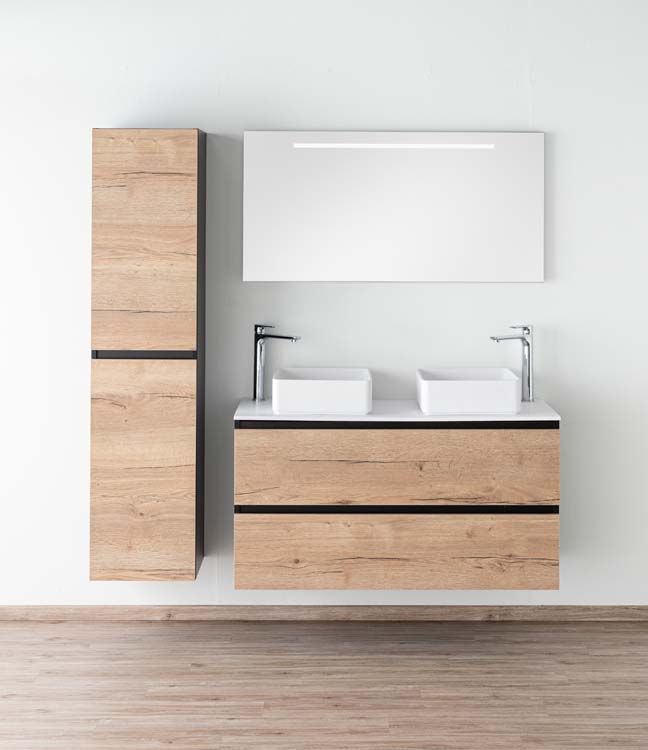 Badkamermeubel Dotan eik hangend met mat topblad 120cm