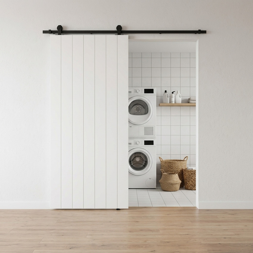 Complete enkele schilder schuifdeur Titus 93x211,5cm + rail antiek zwart