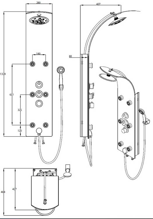 Colonne de douche thermostatique Lente noir