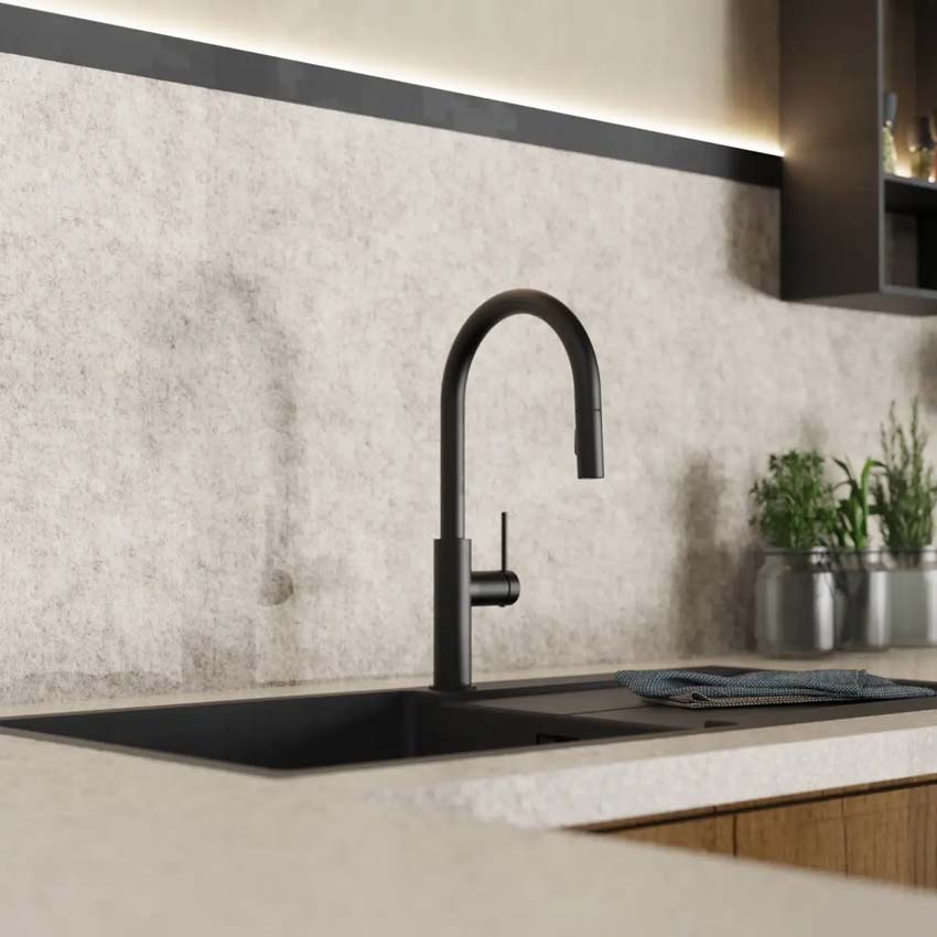 Robinet de cuisine Wasserwerk WK 13 Sphere noir mat avec bec extractible