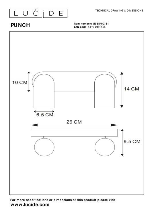 Lucide PUNCH - Plafondspot - 2xGU10 - Wit