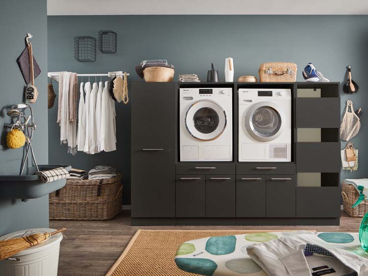 Wasmachine kasten Decowash - set 16 - antraciet - 67,5x235x162cm