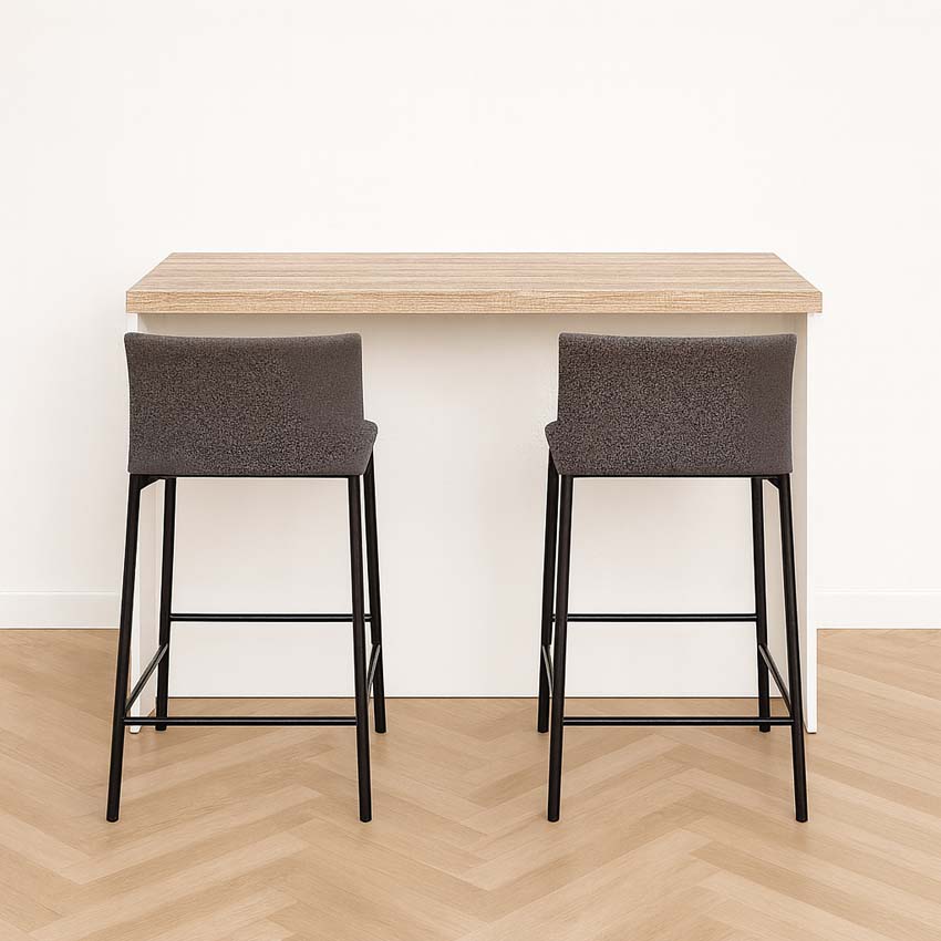 Îlot de cuisine Plenti blanc/look de chêne 124,5cm