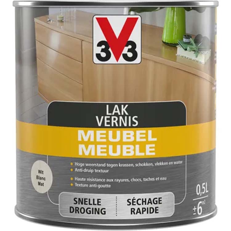 V33 meubelvernis Deco wit mat 0,5L