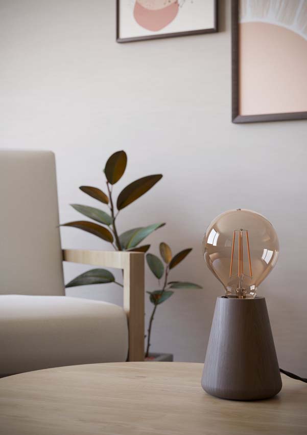 Lampe de table - Brun - H45cm - E27 - 1x40W