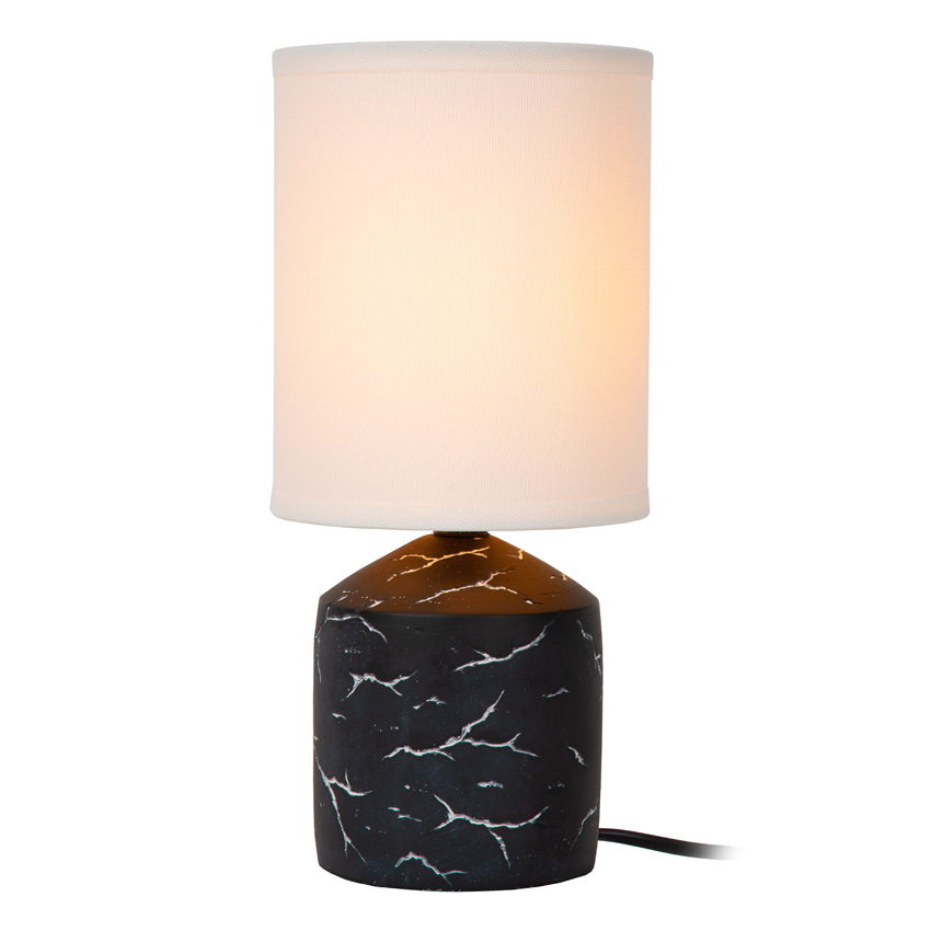 Lucide Essential Fran - Lampe de table - Ø13cm - 1xE14 - Noir
