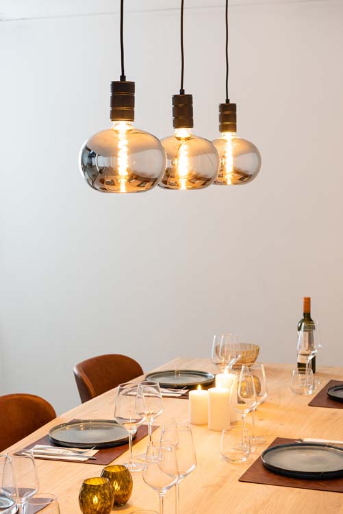 Rail lumineux design Béa noir set 1,2m 3 lustres Pomme Smoke E27 3x4W